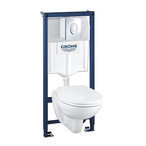 Инсталляция Grohe с унитазом комплект Solido Perfect 4 в 1 с сиденьем и крышкой (микролифт)
