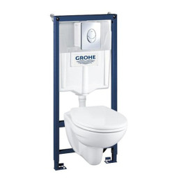 Инсталляция Grohe с унитазом комплект Solido Perfect 4 в 1 с сиденьем и крышкой (микролифт)