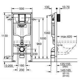 Инсталляция Grohe Rapid SL 39504000 (комплект 3 в 1) для подвесного унитаза с кнопкой смыва Arena Cosmopolitan S