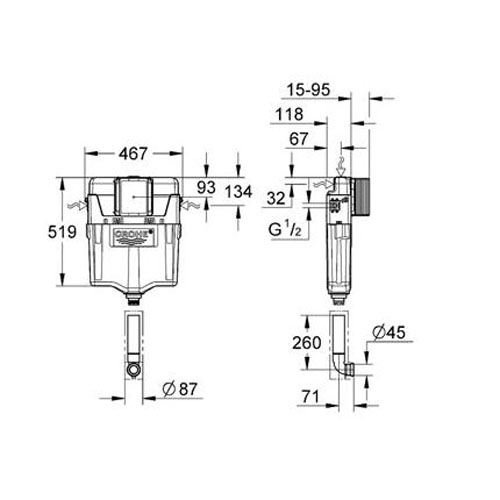 Инсталляция Grohe GD2 смывной бачок скрытого монтажа