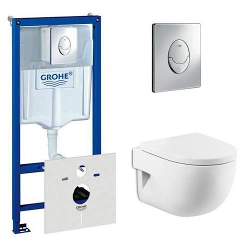 Инсталляция Grohe и подвесной унитаз Roca Meridian-N с крышкой (Soft Close) в комплекте