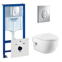 Инсталляция Grohe и подвесной унитаз Roca Meridian-N с крышкой (Soft Close) в комплекте