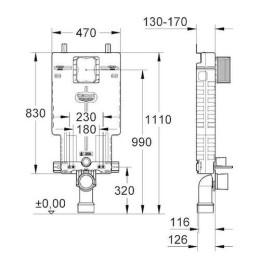 Інсталяція Grohe Uniset для підвісного унітазу (змивний бачок)
