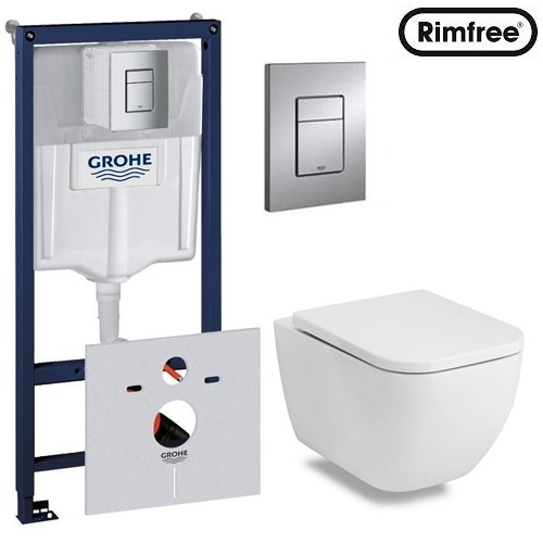 Инсталляция Grohe и унитаз Volle Orlando Rimless (без ободка) подвесной с крышкой (Soft Close) в комплекте