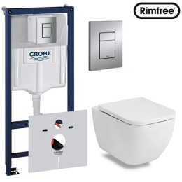 Инсталляция Grohe и унитаз Volle Orlando Rimless (без ободка) подвесной с крышкой (Soft Close) в комплекте