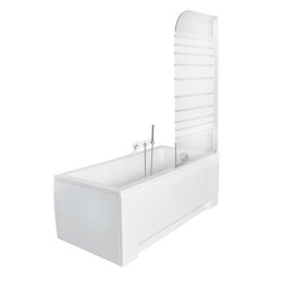 Шторка для ванни Besco Ambition-1P, душова, 75 см, скляна, одинарна, прозора, з малюнком, поворотна