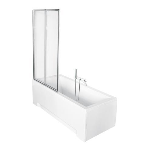 Шторка для ванни Besco Ambition Premium-2, душова, 80 см, скляна, прозора, двосекційна, складна
