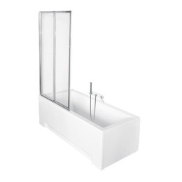 Шторка для ванни Besco Ambition Premium-2, душова, 80 см, скляна, прозора, двосекційна, складна
