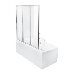 Шторка для ванни Besco Ambition Premium-3, душова, 130 см, скляна, прозора, трисекційна, складна