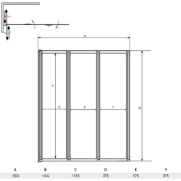 Шторка для ванни Besco Ambition Premium-3, душова, 130 см, скляна, прозора, трисекційна, складна