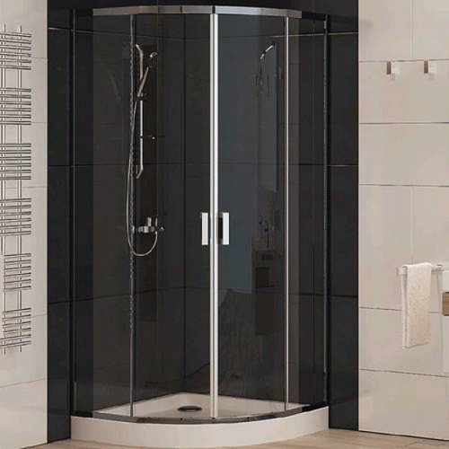 Душевая кабина Koller Pool LLR2 полукруглая 90х90 см, мелкий поддон, стёкла прозрачные