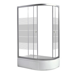 Душова кабіна RJ LUX напівкругла 120х80, лівостороння, з візерунком Linia