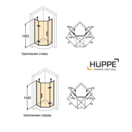 Душевая кабина Huppe Aura пятиугольная 100х100 см