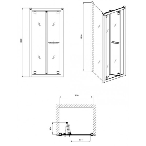 Дверь для душа Kolo Geo-6 bifold складная 90 см