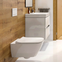 Инсталляция Geberit и унитаз Kolo Modo Pure (458.126.00.1-L33123000) подвесной Rimfree (без ободка) с крышкой (Soft Close) в комплекте