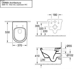 Инсталляция Grohe и подвесной унитаз Villeroy&Boch Omnia Architectura Rimless (без ободка) с крышкой и сиденьем с микролифтом (комплект 4 в 1)