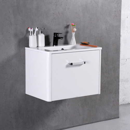  Умывальник с тумбой Fancy Marble Bali 60 см подвесной белого цвета