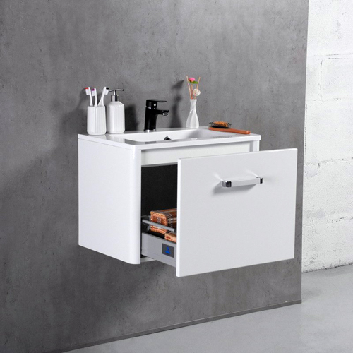  Умывальник с тумбой Fancy Marble Bali 60 см подвесной белого цвета