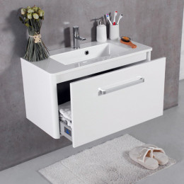  Умывальник с тумбой Fancy Marble Bali 80 см подвесной белого цвета