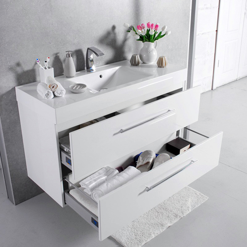 Умывальник с тумбой Fancy Marble Barbados 120 см подвесной или напольный белого цвета