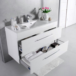 Умывальник с тумбой Fancy Marble Barbados 120 см подвесной или напольный белого цвета