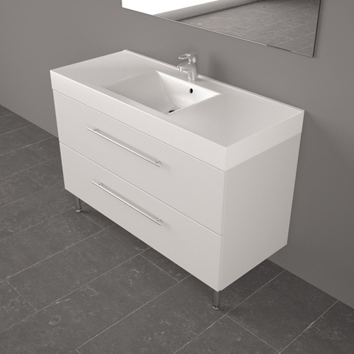 Умывальник с тумбой Fancy Marble Barbados 120 см подвесной или напольный белого цвета