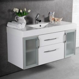 Умывальник с тумбой Fancy Marble Barbados-2 120 см подвесной или напольный белого цвета