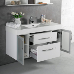 Умывальник с тумбой Fancy Marble Barbados-2 120 см подвесной или напольный белого цвета
