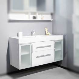 Умывальник с тумбой Fancy Marble Barbados-2 120 см подвесной или напольный белого цвета