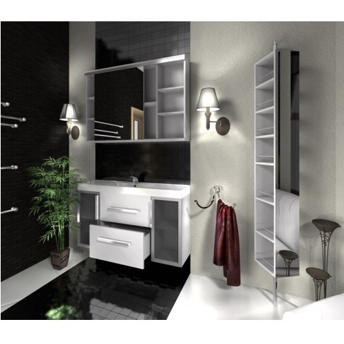 Умывальник с тумбой Fancy Marble Barbados-2 120 см подвесной или напольный белого цвета