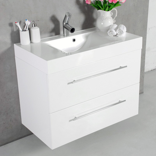 Умывальник с тумбой Fancy Marble Barbados 90 см подвесной или напольный белого цвета