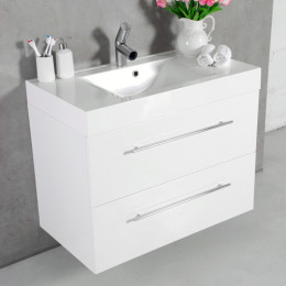 Умывальник с тумбой Fancy Marble Barbados 90 см подвесной или напольный белого цвета
