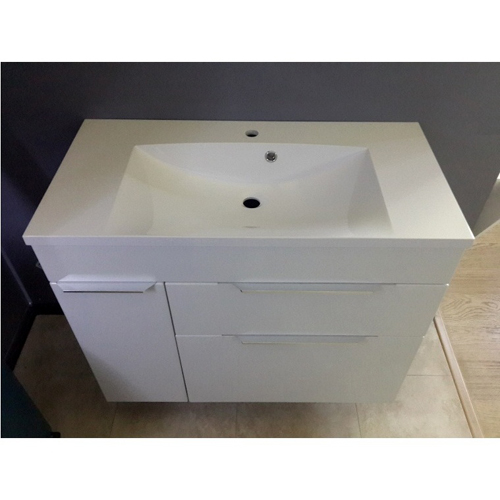 Умывальник с тумбой Fancy Marble Bermuda-2 90 см подвесной или напольный белого цвета
