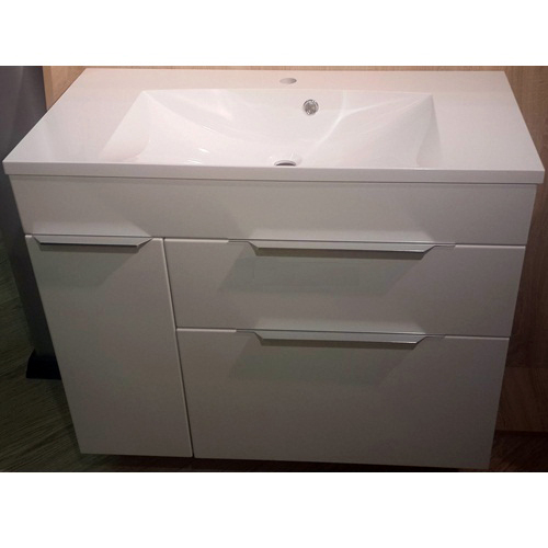 Умывальник с тумбой Fancy Marble Bermuda-2 90 см подвесной или напольный белого цвета