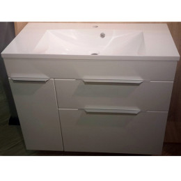 Умывальник с тумбой Fancy Marble Bermuda-2 90 см подвесной или напольный белого цвета