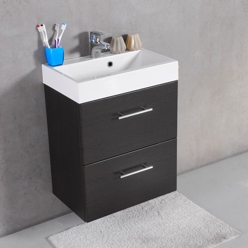Умывальник с тумбой Fancy Marble Crete 55 см подвесной или напольный цвет венге