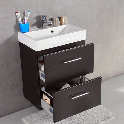 Умывальник с тумбой Fancy Marble Crete 55 см подвесной или напольный цвет венге