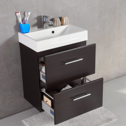 Умывальник с тумбой Fancy Marble Crete 55 см подвесной или напольный цвет венге