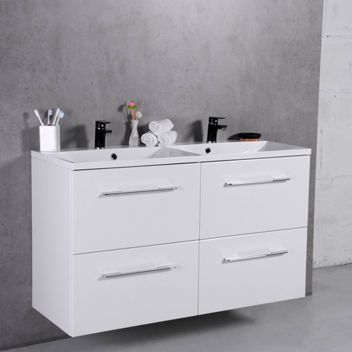 Умывальник с тумбой Fancy Marble Cuba подвесной или напольный 120 см белого цвета