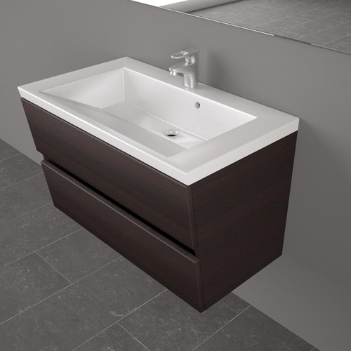 Умивальник з тумбою Fancy Marble Cyprus, підвісний, 85 см, колір венге