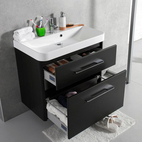  Умивальник із тумбою Fancy Marble Devon 80 см, підвісний або підлоговий, колір венге