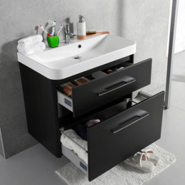  Умивальник із тумбою Fancy Marble Devon 80 см, підвісний або підлоговий, колір венге