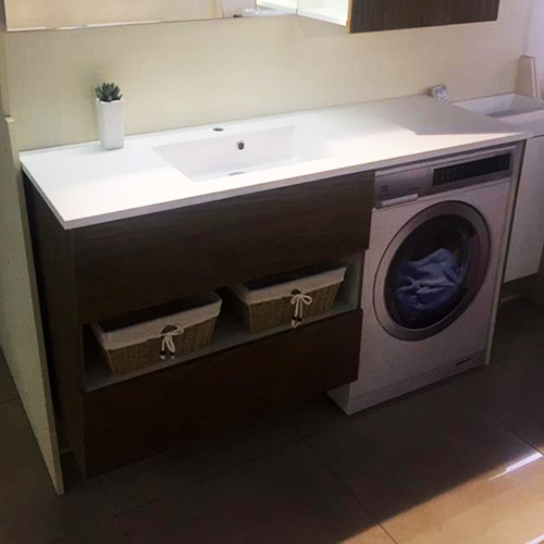 Умывальник с тумбой Fancy Marble Vivara 150 см с местом для стиральной машинки белый или венге