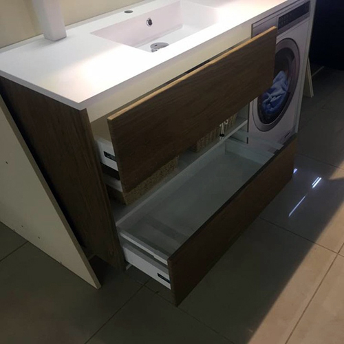 Умывальник с тумбой Fancy Marble Vivara 150 см с местом для стиральной машинки белый или венге