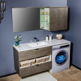 Умывальник с тумбой Fancy Marble Vivara 150 см с местом для стиральной машинки белый или венге