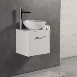 Умивальник з тумбою Fancy Marble Fiji-M 50 см, підвісний, білого кольору