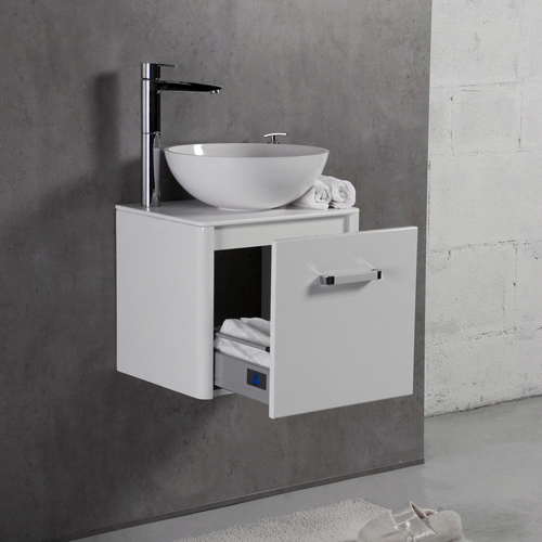 Умивальник з тумбою Fancy Marble Fiji-M 50 см, підвісний, білого кольору