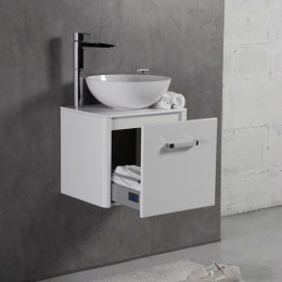 Умивальник з тумбою Fancy Marble Fiji-M 50 см, підвісний, білого кольору