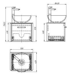 Умивальник з тумбою Fancy Marble Fiji-M 50 см, підвісний, білого кольору