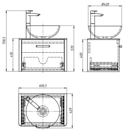 Умывальник с тумбой Fancy Marble Fiji-M 60 см подвесной белого цвета